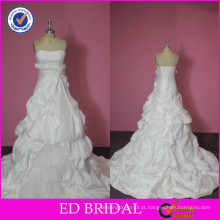 2015 Pré-coleção Fotos reais Ruffled Hand Made Flowers Vestidos de casamento Alibaba